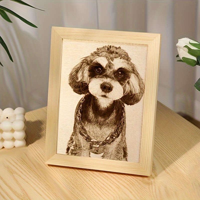 

Custom Engraved Wooden Pet Memorial Photo Frame - Personalized Loss Sympathy Gift, Home, Living Room, Or Office Decor Pet Memorial Personalized