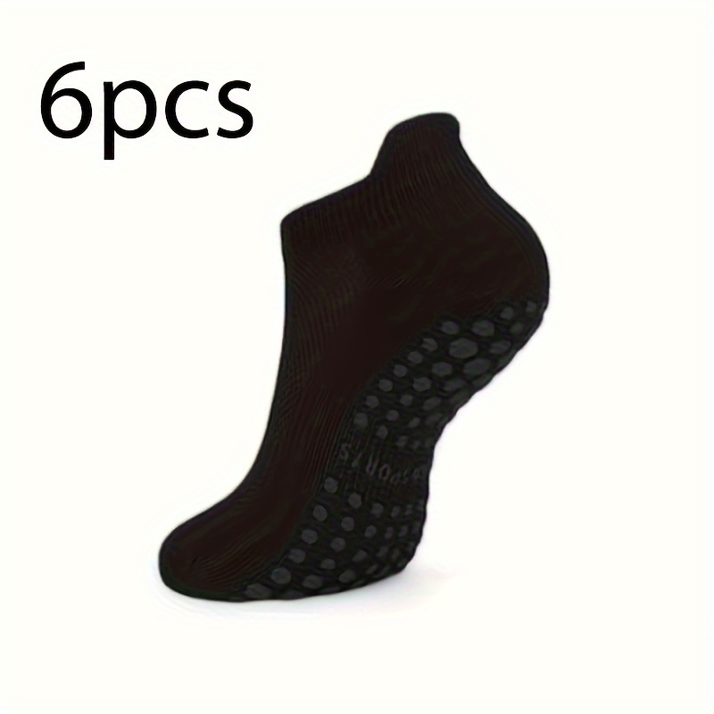Image of 6 Pairs Pilates Socks Yoga Grip Socks For - Workout Socks With , Design For Yoga, Barre, Hospital Floors & Barefoot Training Multi- Fitness Socks, Ideal Gift, For Teenager