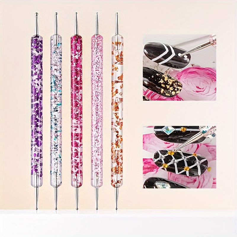 

Precision Nail Art Dotting Tool Kit - Dual-ended Design For Nail , Ergonomic Crystal Beads Handle, Unscented Plastic