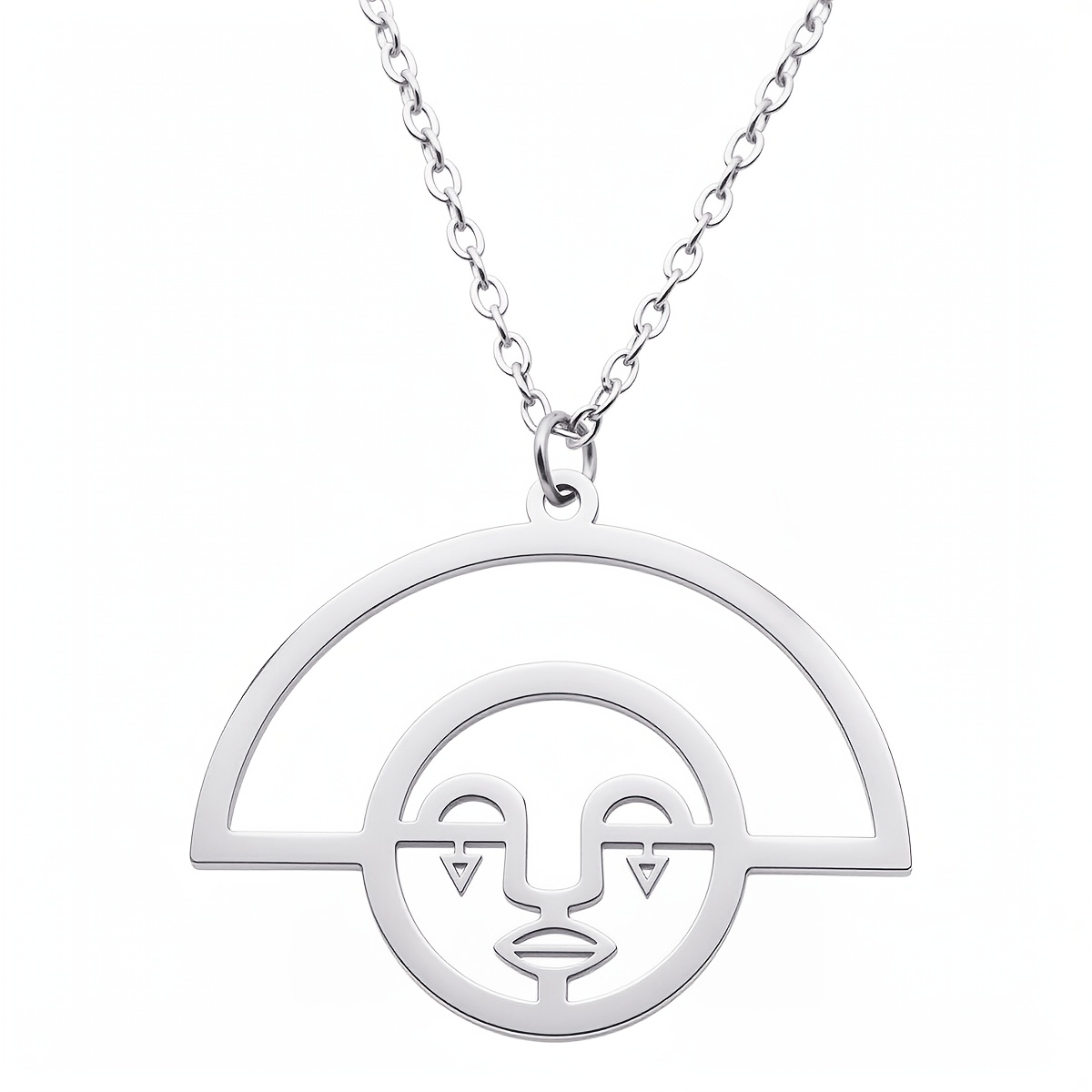 Abstract Face Symbol Pendant Necklace, Protection Amulet