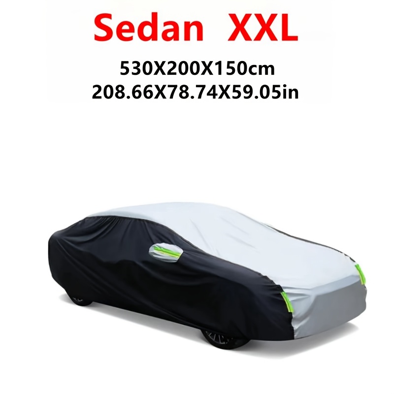 Jiuwan Car Cover, Polyester Sunshade Dustproof Exterior Protection With Reflective Strips, Universal Fit For Hatchback Sedan Suv