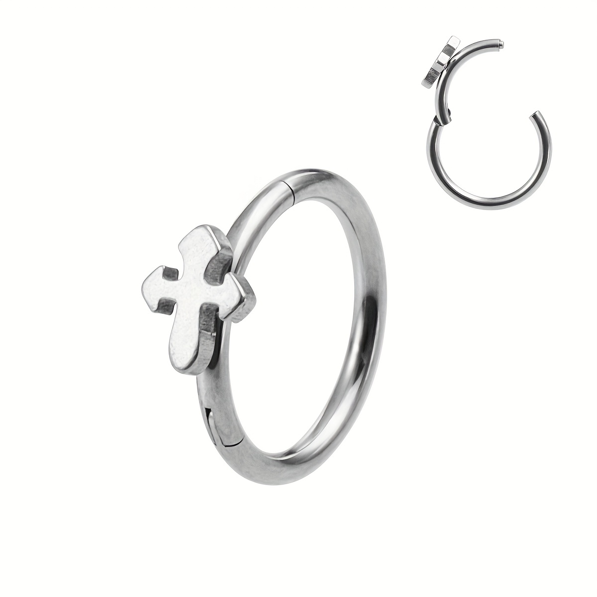 Star Heart Cross Hoop Earrings, Nose Rings Set