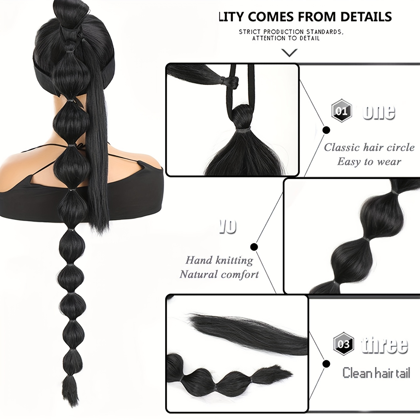 maotou braided hair extensions with highlighted bubble braid and lantern braid details 2