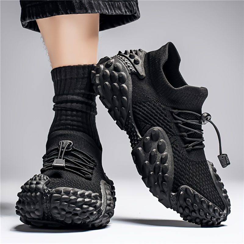 Men's Casual Sneakers, Unique Style, Easy-Care Knit, Material, Textured Waffle Outsole, Trendy and for Outings, Urban Roaming and Suburban Hiking