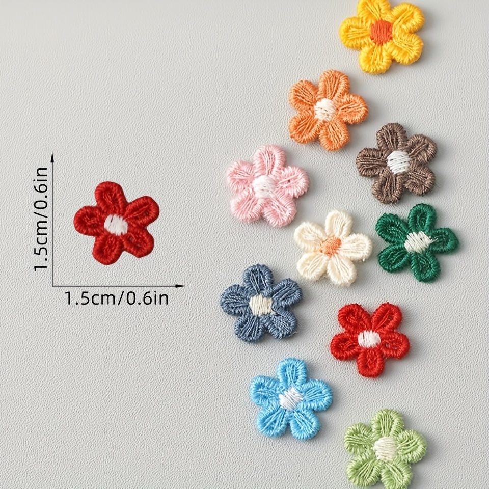 

20pcs Mini Flower Embroidery Patches, Small Sew-on Appliques For Hats, Backpacks, , T-shirts Diy Personalized Decor, Fabric Repair No Adhesive Backing