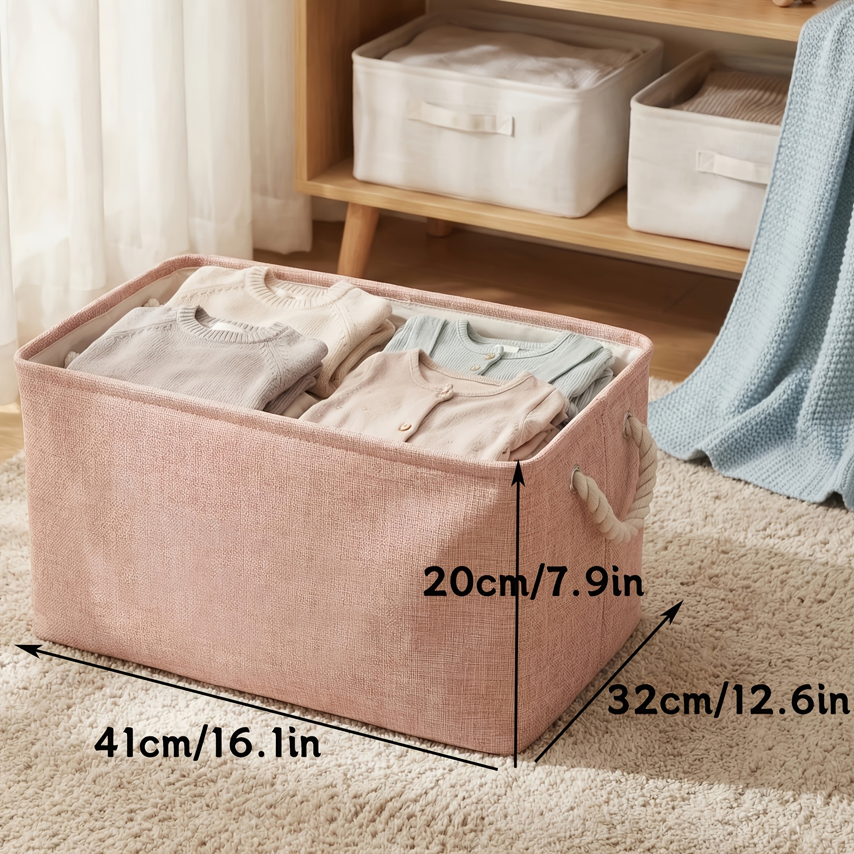 Custom Storage Basket with Handles, Personalized Foldable Bin