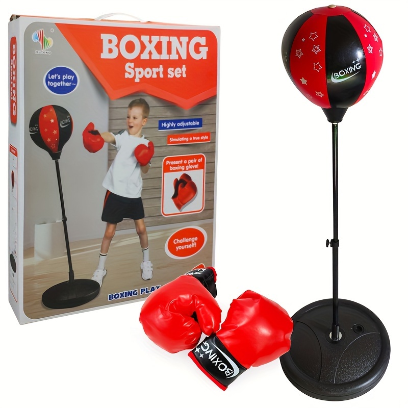 

Kids Boxing Play Set With Adjustable Stand 43" Height, Punching Ball & Gloves Set, Indoor & Outdoor Toy For Children 3-6 – Black