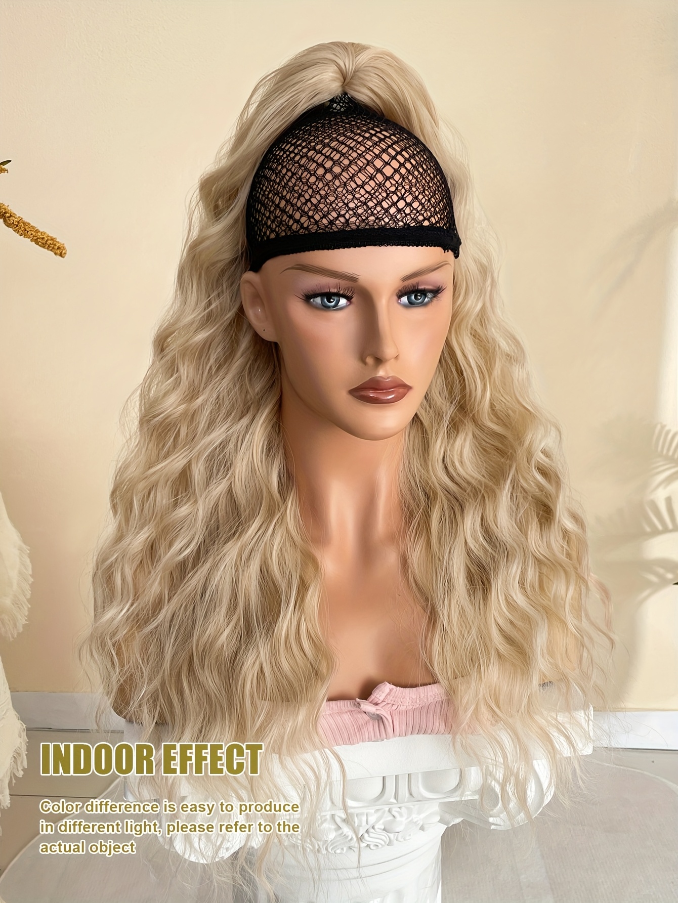   womens 28 inch brown wavy ponytail extension high temperature fiber clip in tailpiece synthetic hairpiece for ladies details 1
