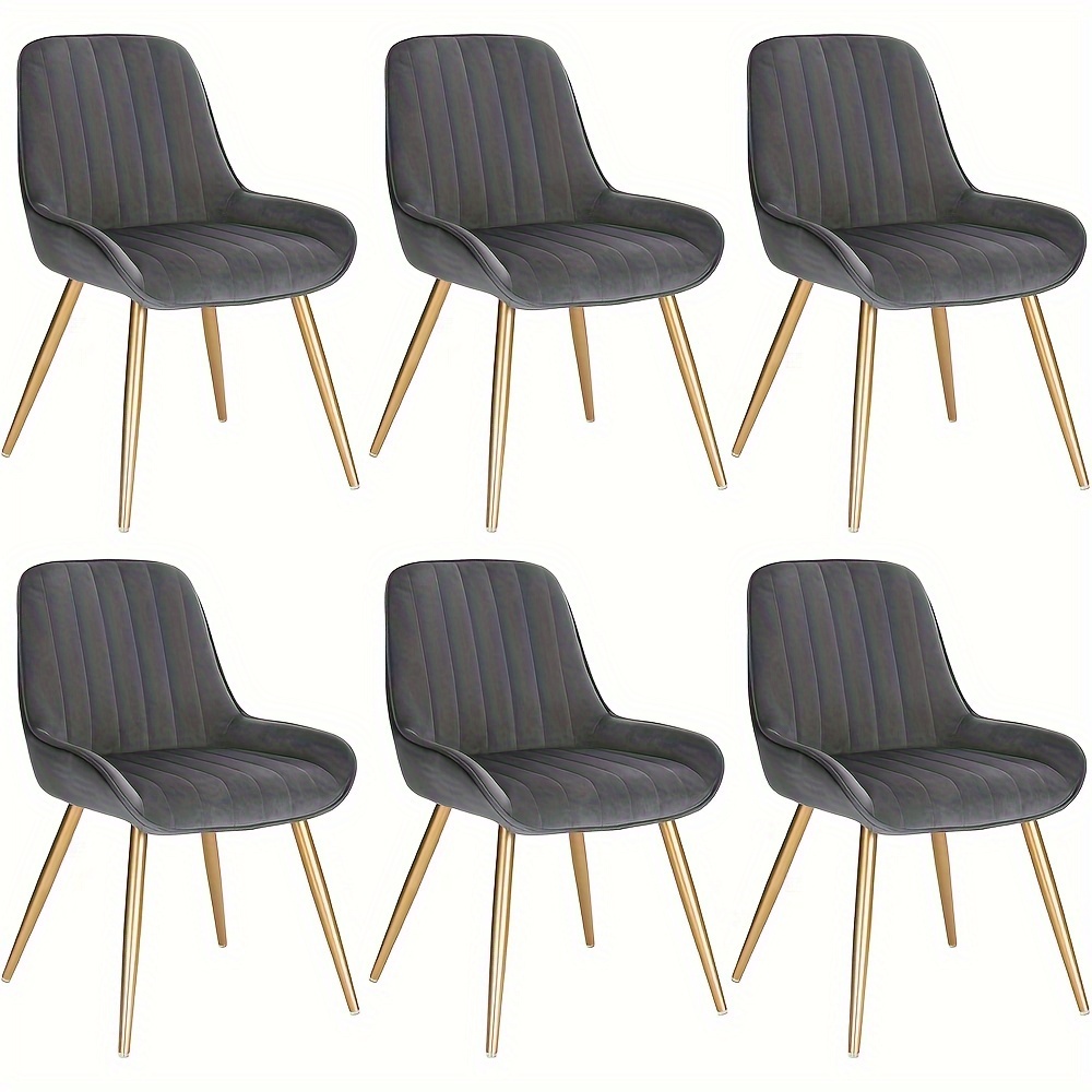 6pcs Vintage Upholstered Dining Chairs With Armrests & Soft Seating - Velvet Chairs Suitable, Living Room, Dining Table - Comfortable Vintage Style Chairs