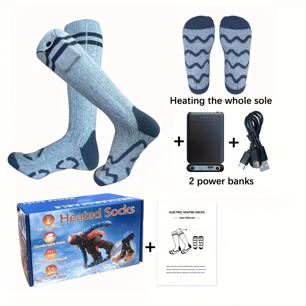 

Socks, Men's And Women's Winter Warm Socks, With 4temperature Heating Settings, Washable Electric Socks, With Usb Rechargeable Batteries, Suitable For Hiking, Cycling, Skiing, Hunting, Outdoor Work