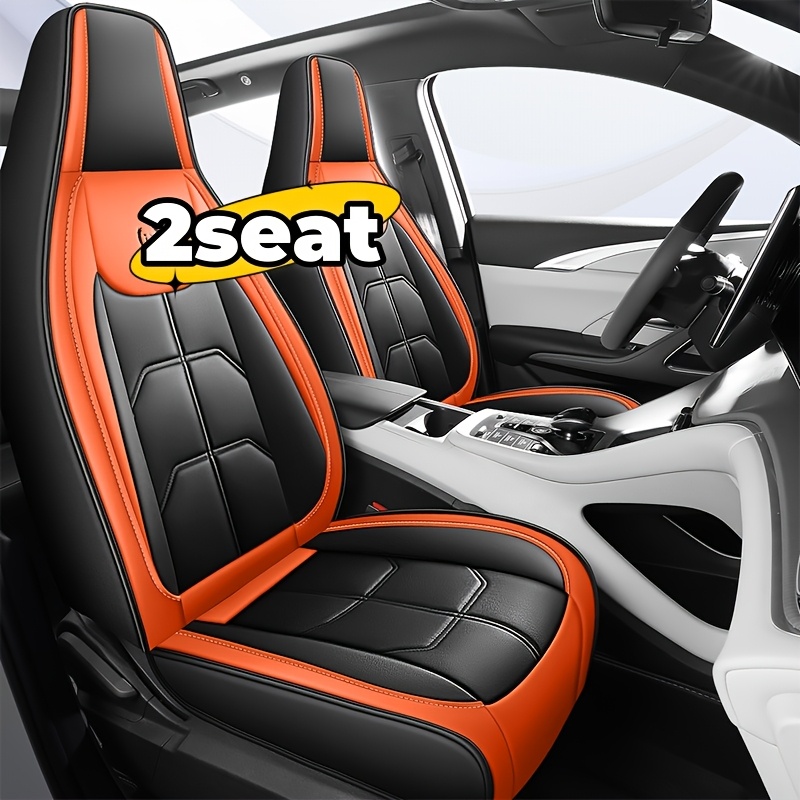 TEMU 2pcs Leather Car Seat Covers - , Non-slip, Anti-wear, Universal Fit For Front Seats, Sports , Sports Car Seats| Seats|durable Car Seats