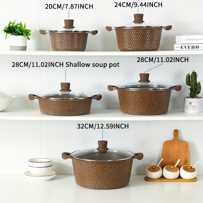 set of kitchen utensils including a soup pot and frying pan with a maifanstone coating non stick and suitable for all types of stoves perfect as a multifunctional gift for christmas or halloween Product details 11