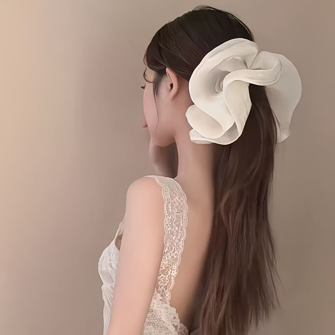 TEMU 1pc Of Elegant Tulle Cloud-like Iridescent Bud Hair Clip, -style Banana Clip For The Back Of To Create The Illusion Of Fuller Hair, Oversized