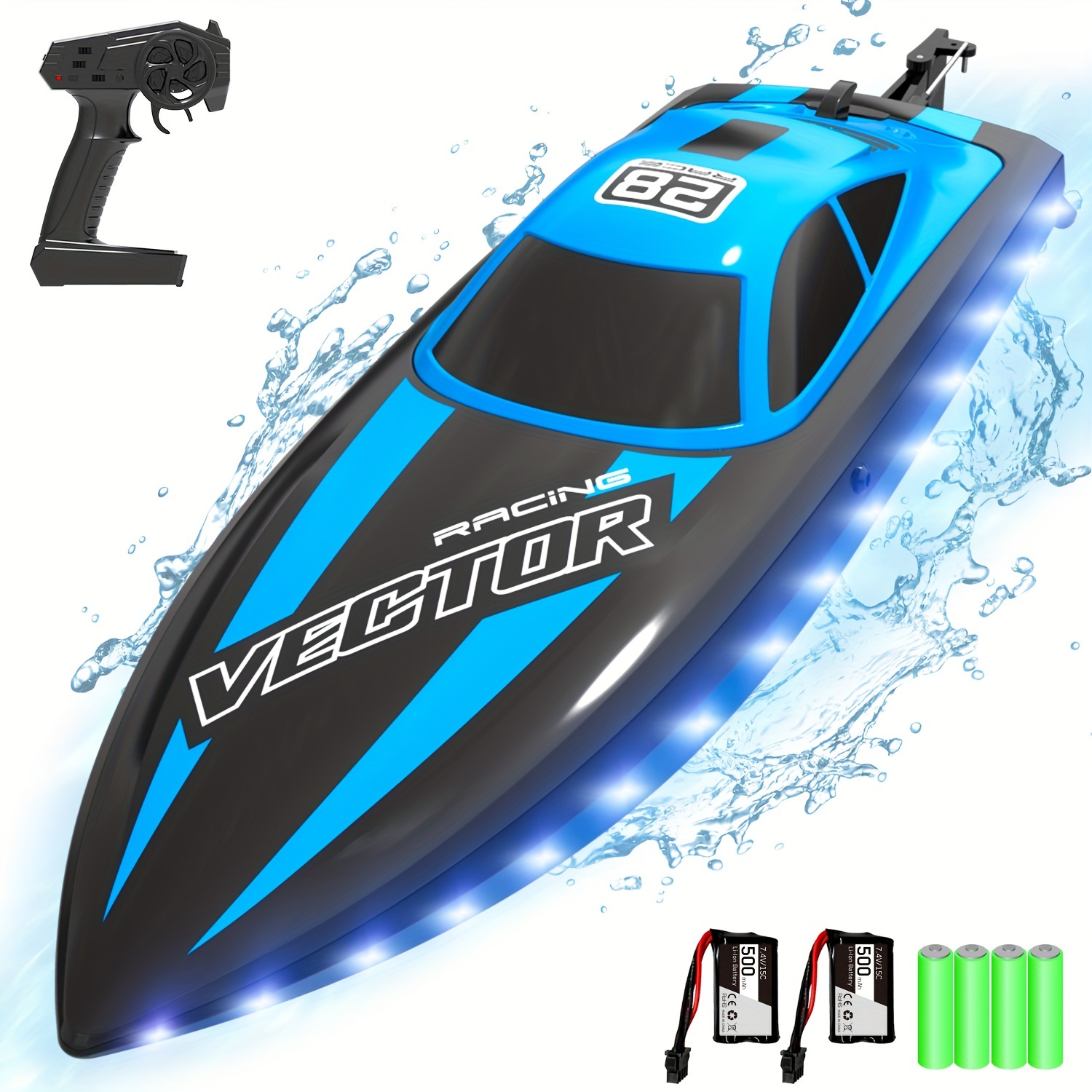 

Volantexrc Rc Boat 20mph Fast Remote Control Boat With Lights 2.4ghz Toy Boat For Pools And Lakes With 2 Rechargeable Batteries Toys Gifts For Boys Girls, Blue