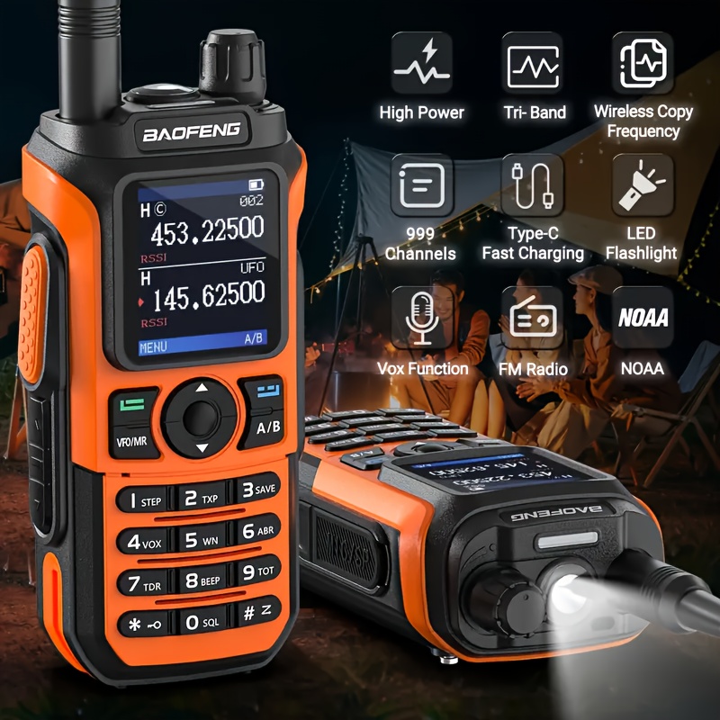 портативна хам , walkie talkies со долг достапен uhf vhf двојна , 2-начинска , комплетен сет, type-c кабел и подобрени функции walkie talkie Детали за производот 0
