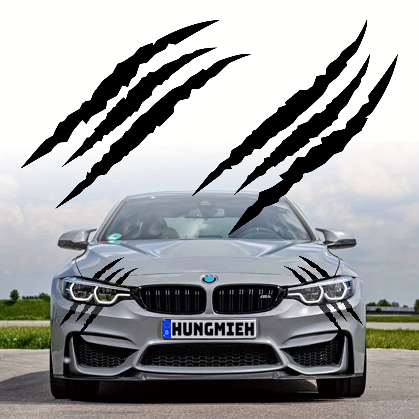 Image of 2pcs Vinyl Scratch Stickers, Car Headlight Decals, Auto Body Scratch Stripes Accessories