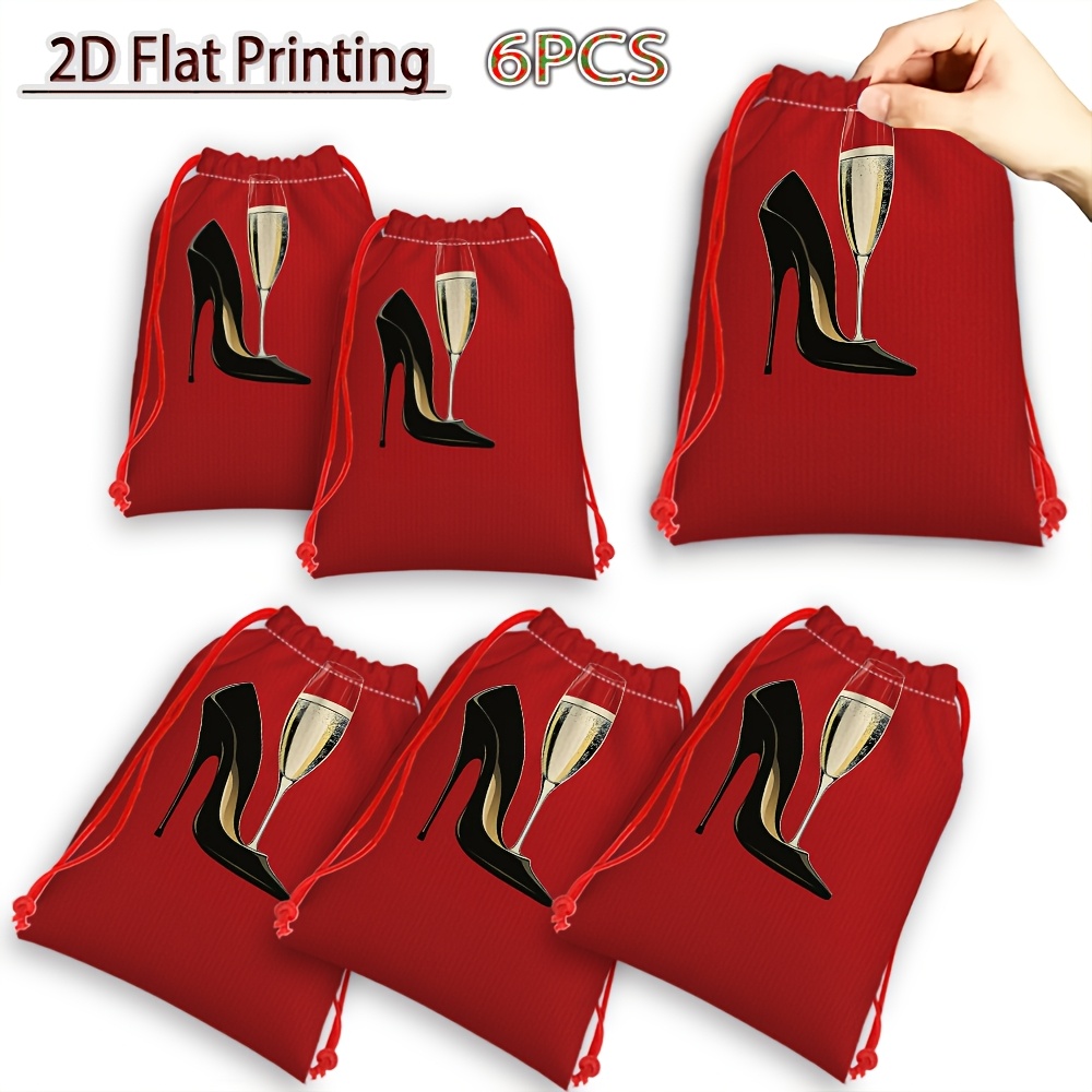 TEMU 6pcs, Gift Bag High Heels And Cup Large Capacity Party Christmas Drawstring Gift Bag, Candy Gift Bag, Suitable For Parties, Corporate Events