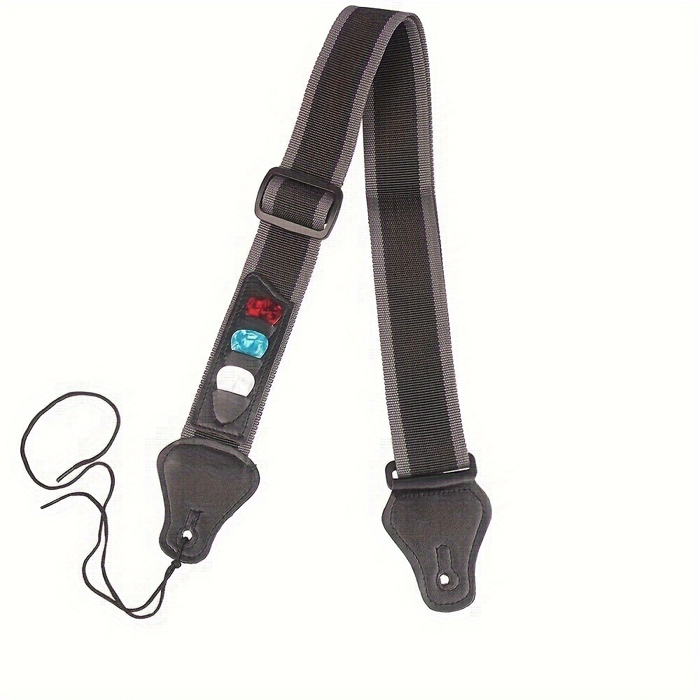 Multi-Use, Comfort-Fit Adjustable Guitar Strap - Woven Nylon, Black, with Paddle Holder for Enhanced Playing Experience