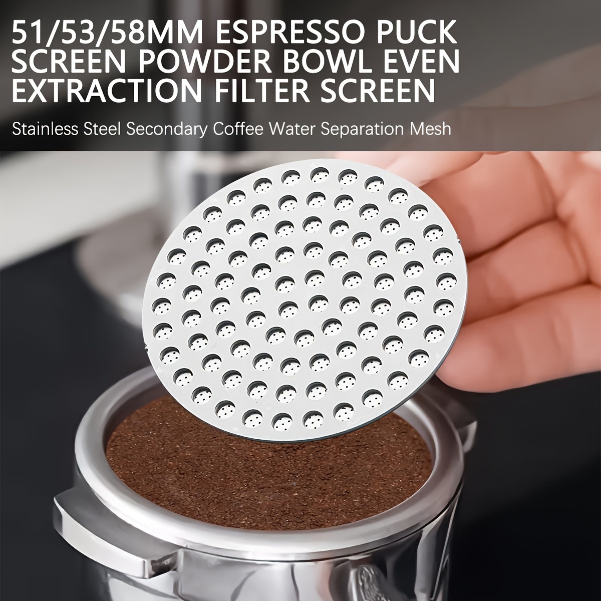 

Stainless Steel Espresso Tamper Distributor, Dual Layer Etching Filter Screen, Food Grade Mesh Sifter, Espresso Machine Accessory Without Electricity