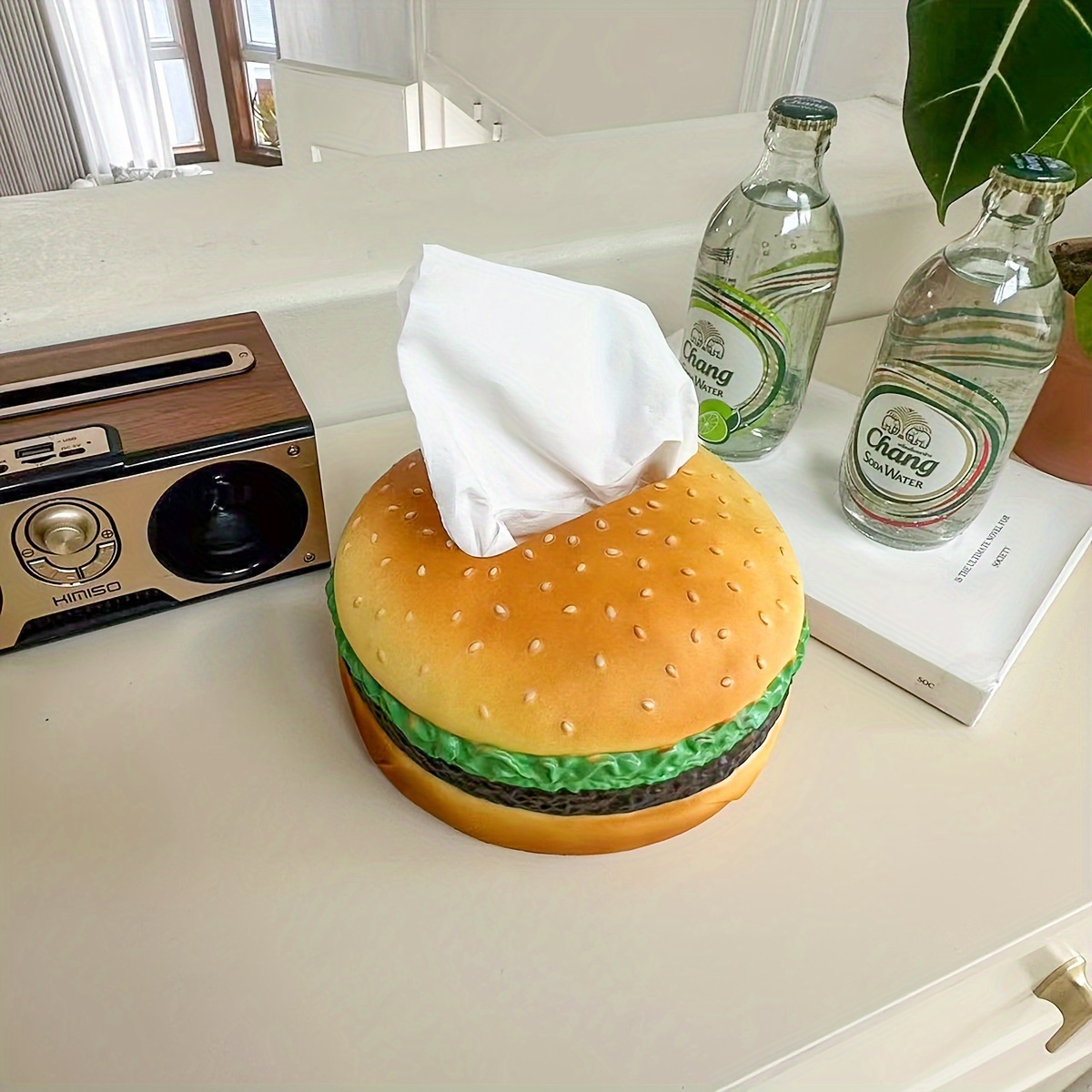 creative burger shape holder round plastic novelty hamburger dispenser ideal for home office desk accessories pack of 1 details 9