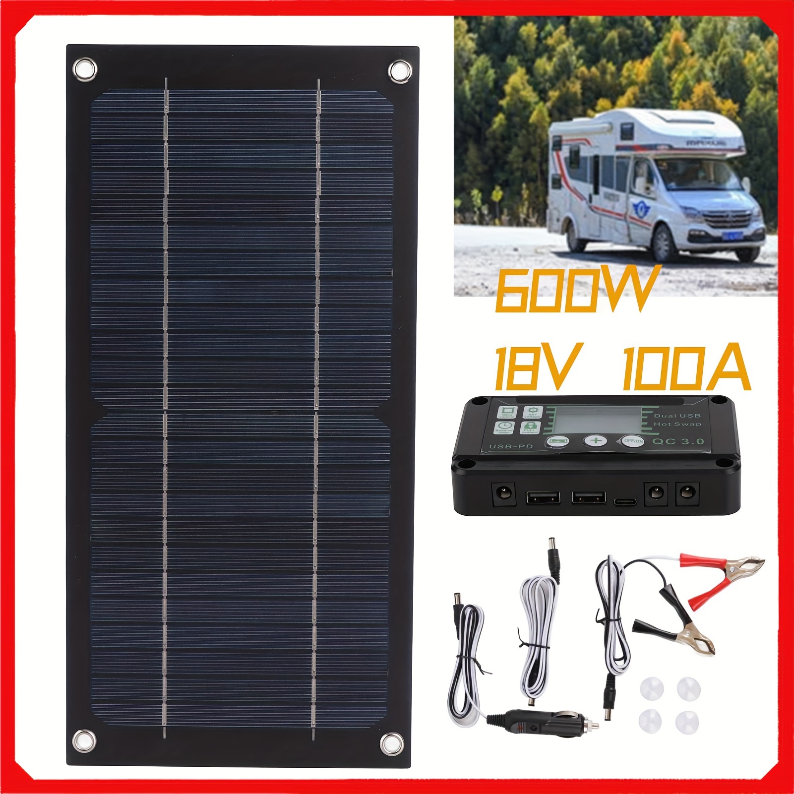 

Topincn 12v Monocrystalline Kit 100a Charge , Battery Maintainer, O- And For Rv, , Off-, Camping &