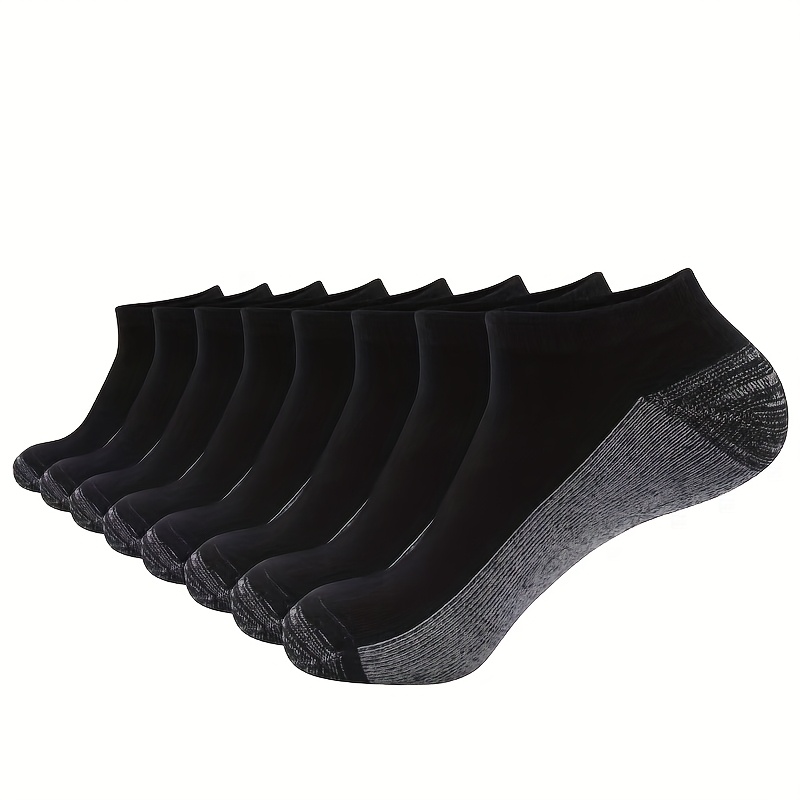 TEMU 8 Pairs Of Women's Color- Solid Socks, Low-cut Ankle Socks For Spring And Autumn , Versatile Casual , White, And Gray Contrast Color Socks