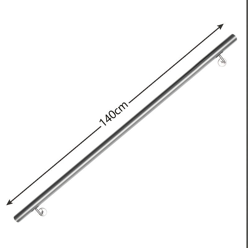 Image of 140cm, Stainless Steel Single Handrail, Stair Handrail With Wall Bracket, Non-slip And Weather-resistant, Suitable For , , Gardens, , Hotels, Etc., Installed Quickly And Easily