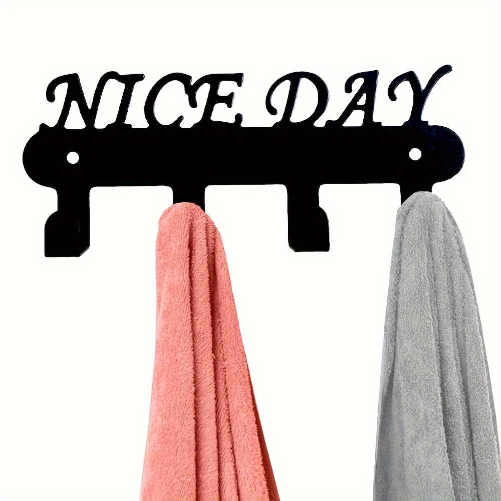 

Festive Metal Key Hook With 'nice Day' Design - Wall Mountable, Powder Coated, Rust Resistant