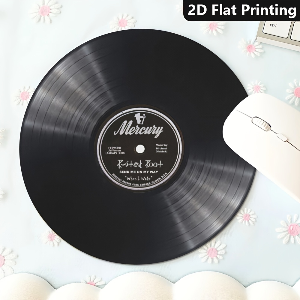 TEMU Vinyl Record Label, 1pc, Round Mouse Pad, Holiday Gift For Or Lovers, Suitable For Non-slip Desktops Of Computers And Laptops, Non-slip Desktop