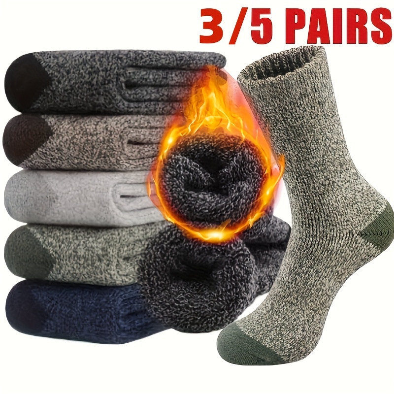 

3/5 Pairs Of Thickened Socks For Men - Soft And Comfortable Knitted Round Socks, Suitable For Cold Weather.