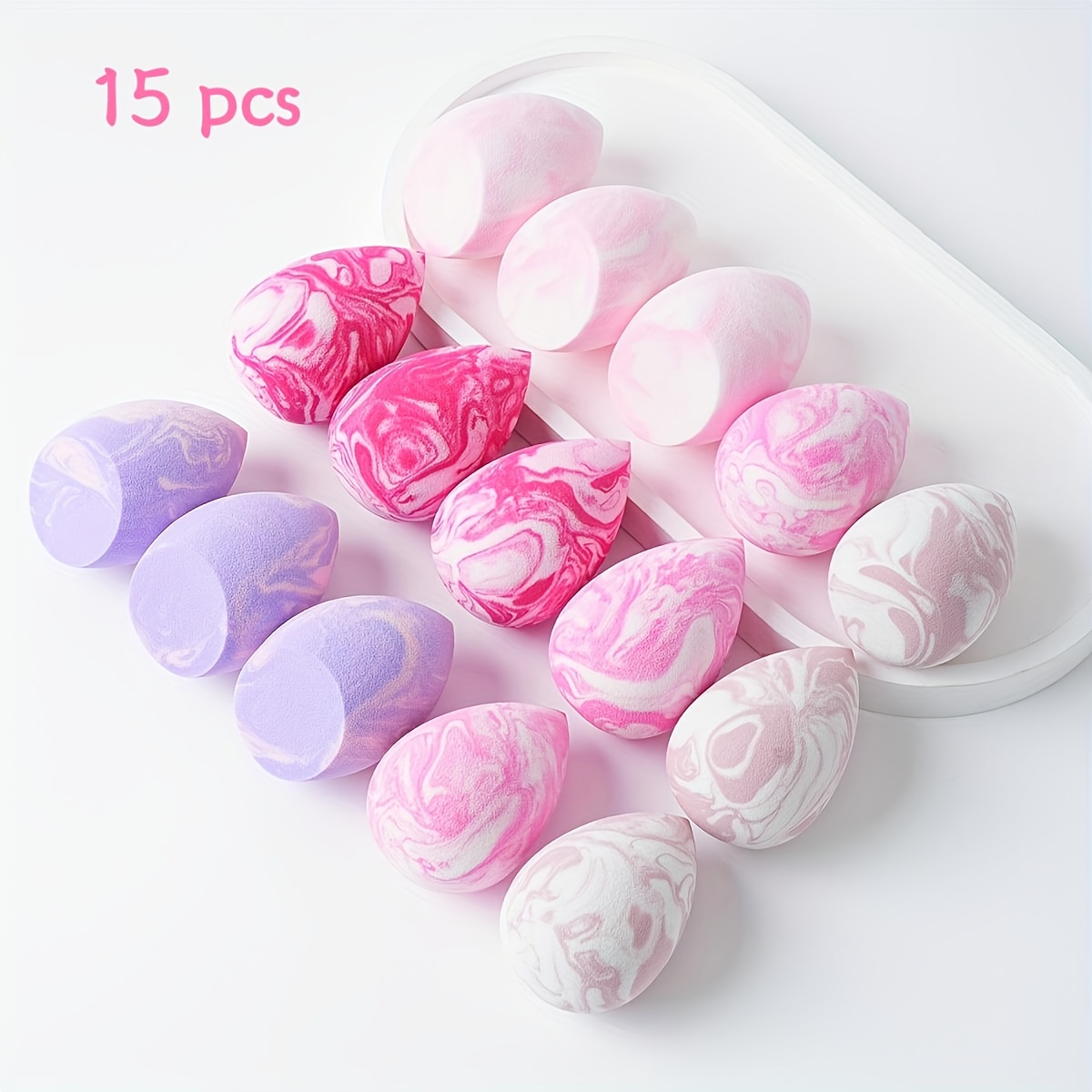 TEMU Ensemble d'éponges de beauté bicolores 5/10/15 pièces - 5 élégants, crée facilement un look de Cosmétique , convient à une utilisation sèche et