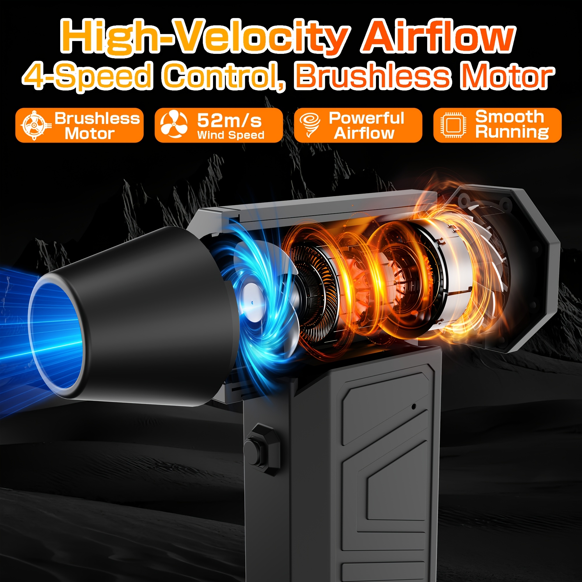 soffiatore 130k rpm a 4 velocità regolabili, ventilatore a   elettrico senza  ,   ad aria, con ricarica rapida type-c, strumento portatile per la pulizia di   e   dallauto Dettagli dell'articolo 0