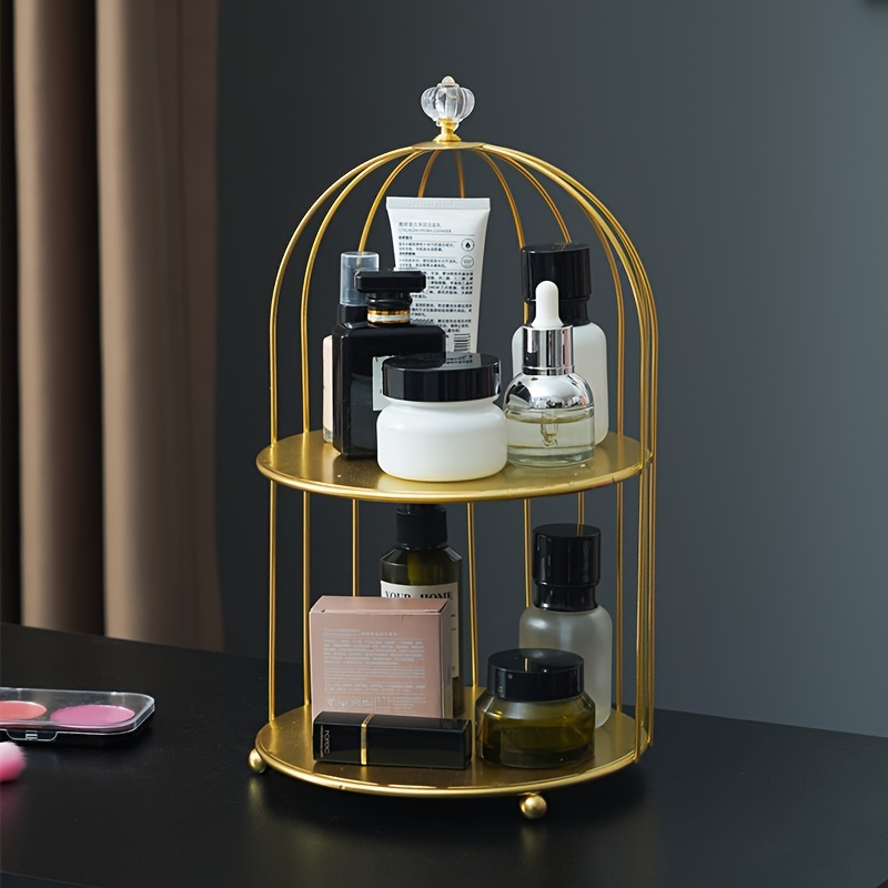 

1pc, Metal Birdcage Cosmetic Organizer With For Bathroom Living Room, Perfume Storage