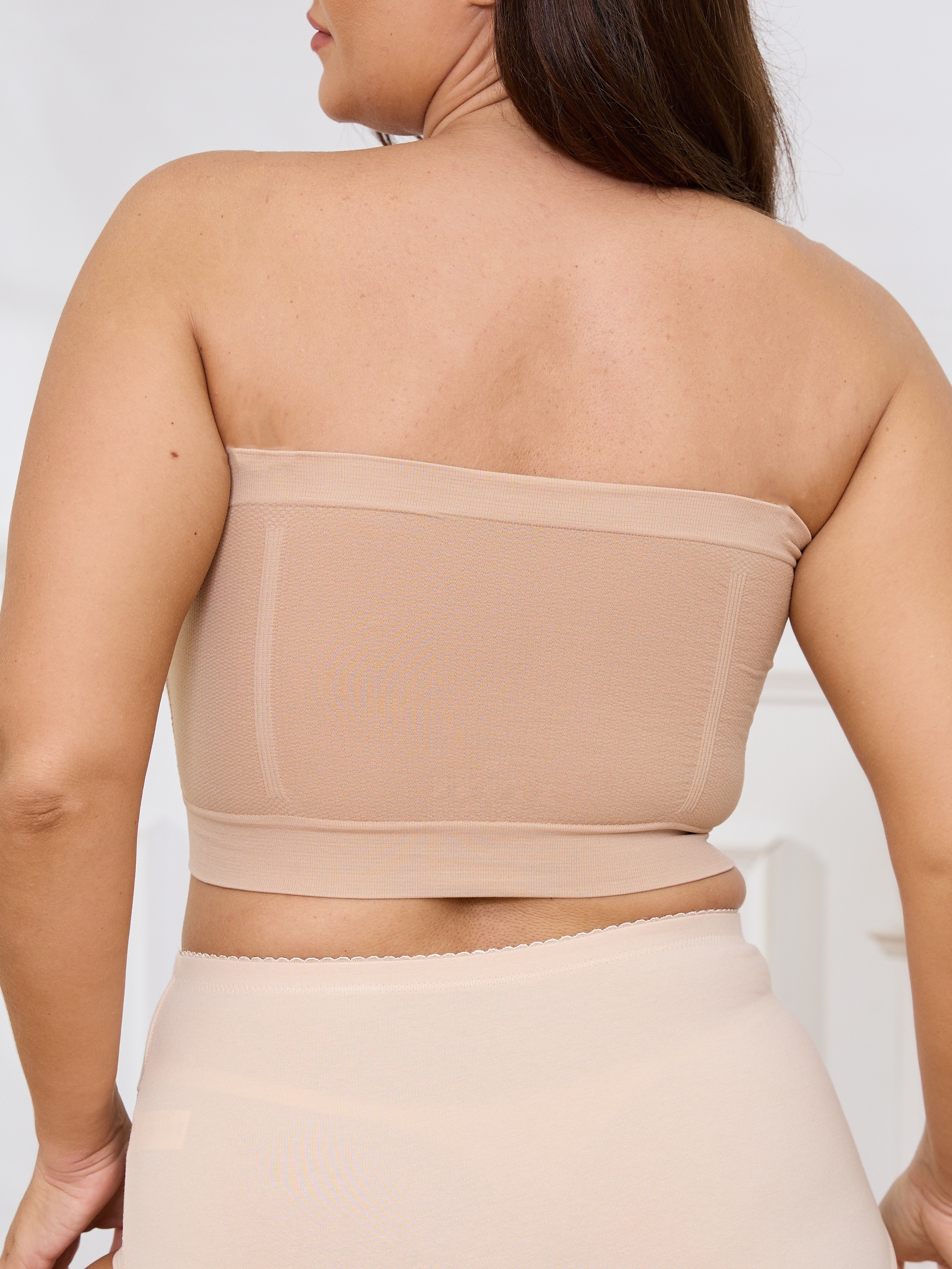 Women'S Seamless Wireless Sports Bra - Breathable, Comfortable, No-Pad Shoulderless Bandeau with Crinkled Chest Plateau, Solid Color, Medium Stretch Fabric for Casual and Everyday Wear, Everyday Wear Bra|Wirefree Bandeau|Breathable Fabric, Seamless Bralette