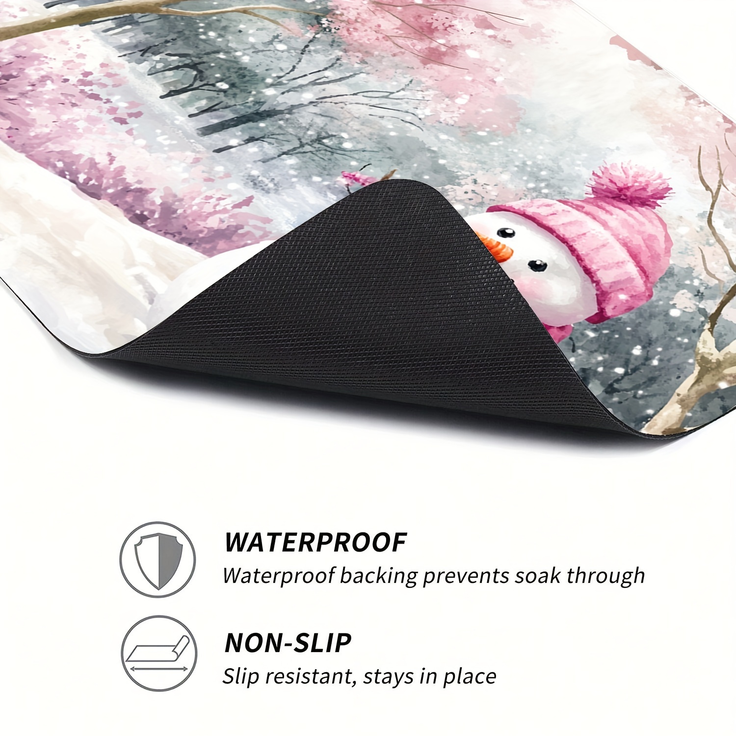 pink snowman quick dry absorbent washing machine cover anti slip easy clean protective mat for   perfect   gift details 3