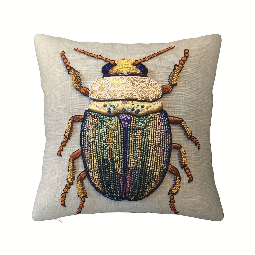 

Vibrant Insect Design Throw Pillow Cover, 18x18in Soft Short Plush Decorative Cushion Case For Living Room, Bedroom, Office - Zip Closure, Machine Washable