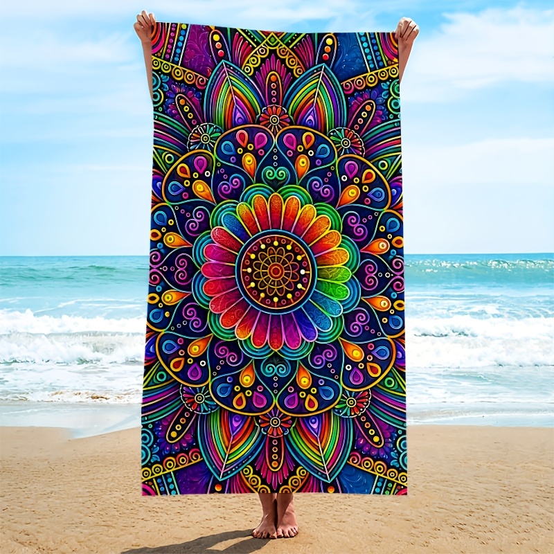TEMU Bohemian Ethnic Style Beach Towel, Absorbent Quick-drying Microfiber Printed Beach Towel, Outdoor Seaside Vacation Swimming Beach Towel