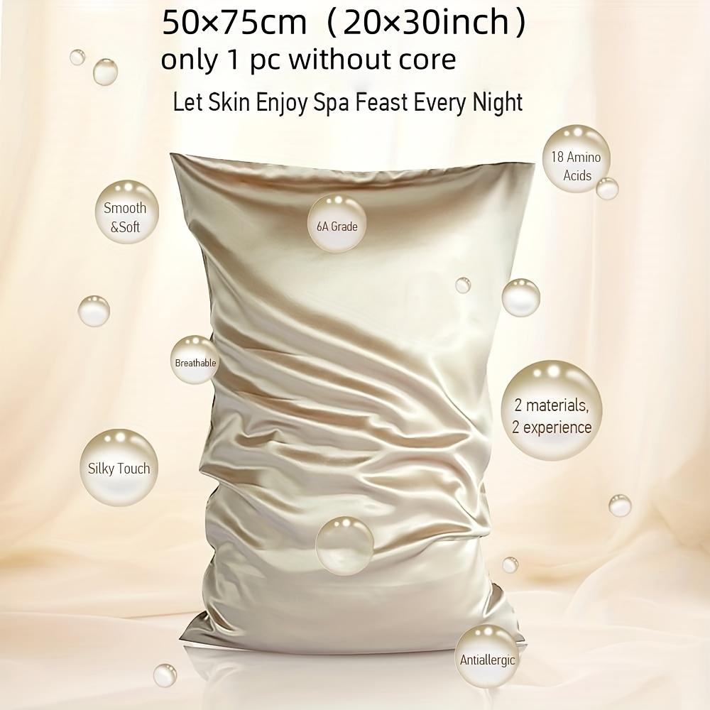 E-shop 100 % Maulbeer-Kissenbezug, Champagner, 19 mm Kissenhülle, doppelseitiges Design, haar- hautfreundlich, mit verstecktem Reißverschluss,