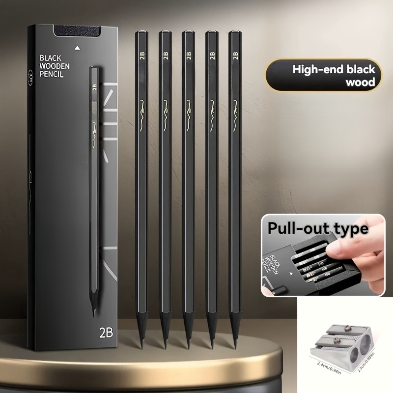 Image of 2b Black Wood Pencil Hexagonal Black Non-toxic Student Exam Special Not Easy To Break Hb Writing Pencil Card Marking Pencil 10pcs 30pcs