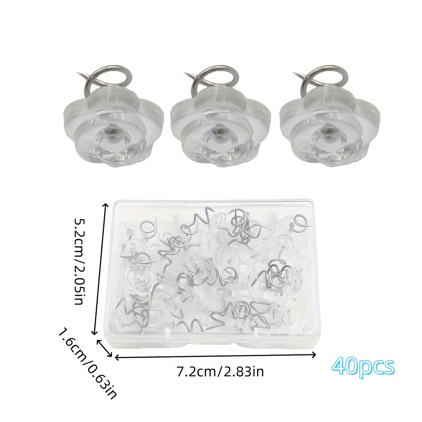 Image of 40 100 Bed Skirt Pins, Dust-proof Edge Fasteners, Used For Securing Bed Skirts And Organizing Your Bed Skirt, With Transparent Rose Flower Heads