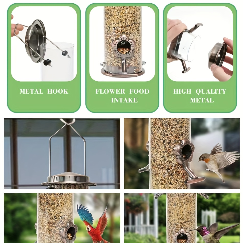Green Outdoor Hanging Metal Bird Feeder