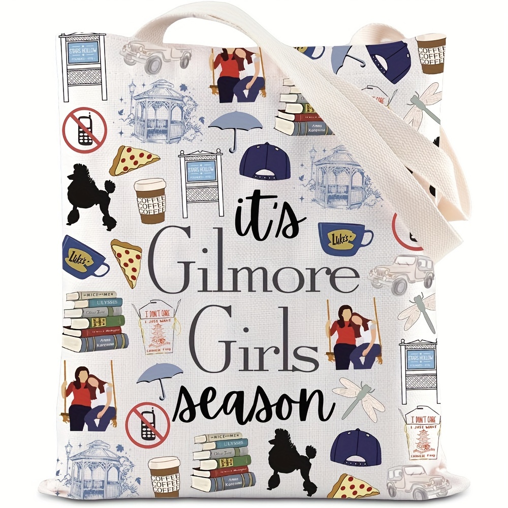 

1 Pcs Gilmore Tv Series Inspired Canvas Tote Bag - Luke's Coffee & Themed Shoulder Bag For School, Shopping, Casual Use - Ideal Present For Christmas, , Thanksgiving, Teacher's Day