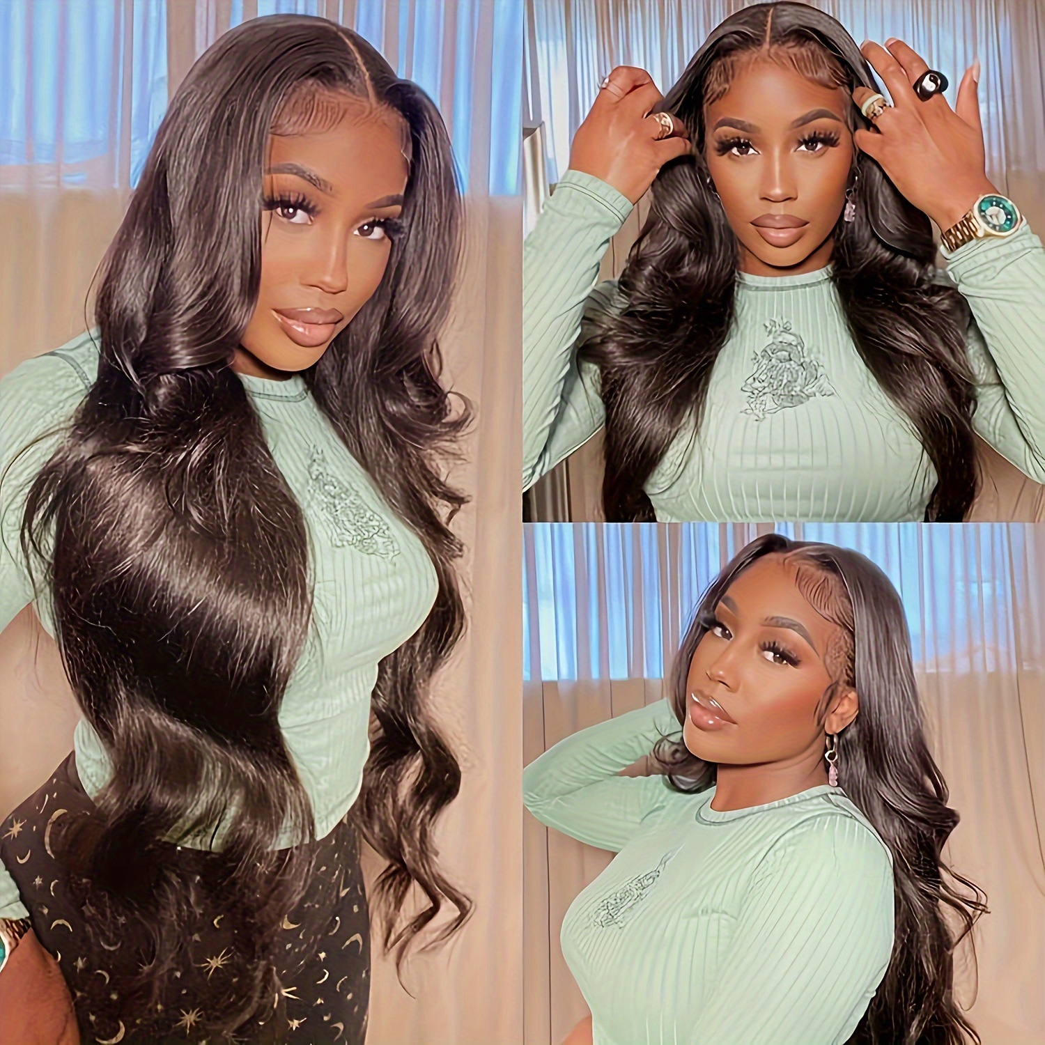 TEMU Glueless Wigs Human Hair Body Wave 13x4 Lace Front Wigs No Glue Pre Cut Pre Plucked Hd Lace Frontal Wigs For Beginners Brazilian Human Hair Wig Upgrade Glueless Wigs For Women 180% Density