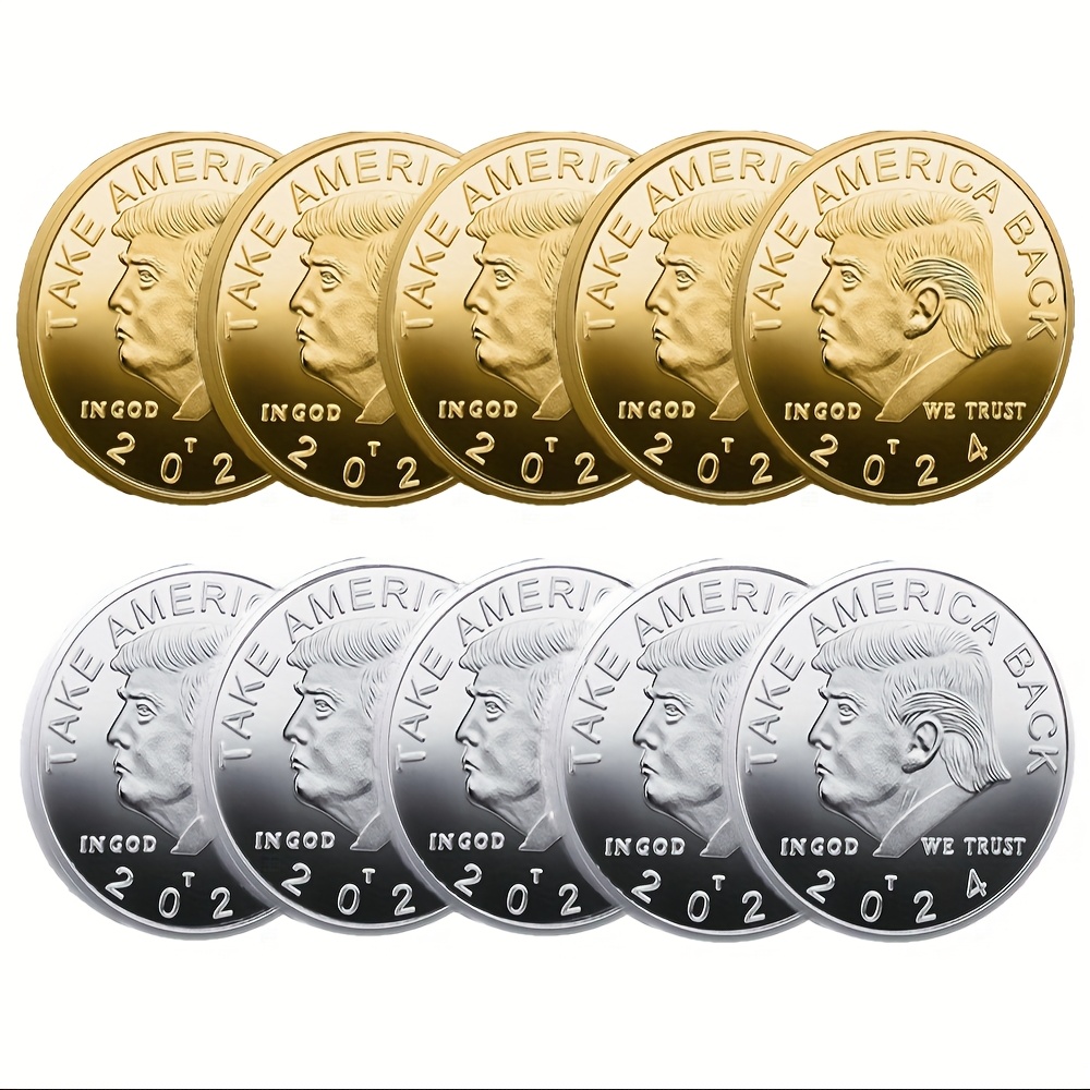 10pcs       commemorative   contemporary   round coin set with protective sleeves for collectors and holiday gifts 0