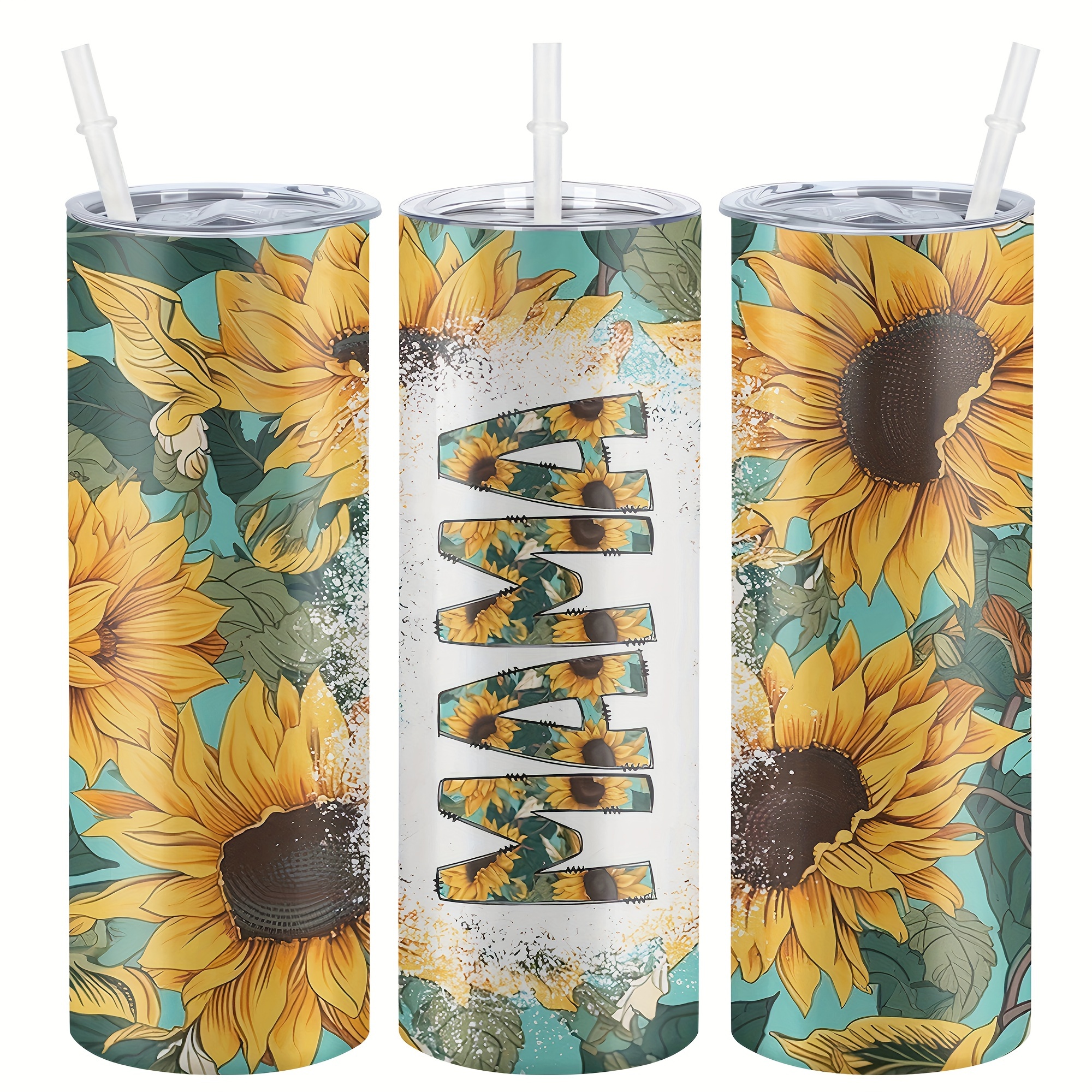 

Sunflower 20oz Insulated Stainless Steel Water Bottle With Lid & Straw - All , Ideal For , Great Gift For Christmas, Valentine's Day, Day