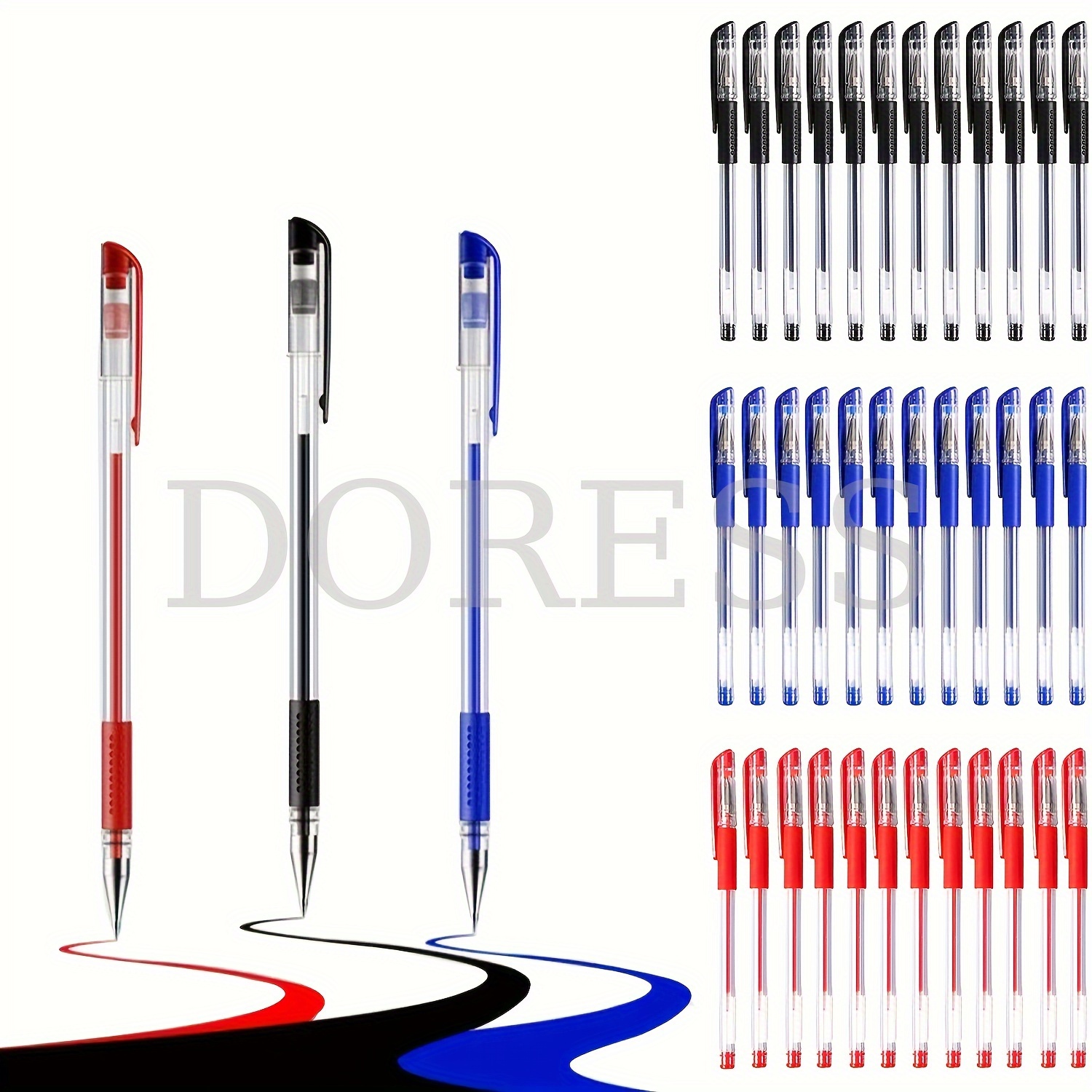 

Doress 12pcs Gel Pens Set - Ergonomic, (0.5mm) In , & Red - For School &