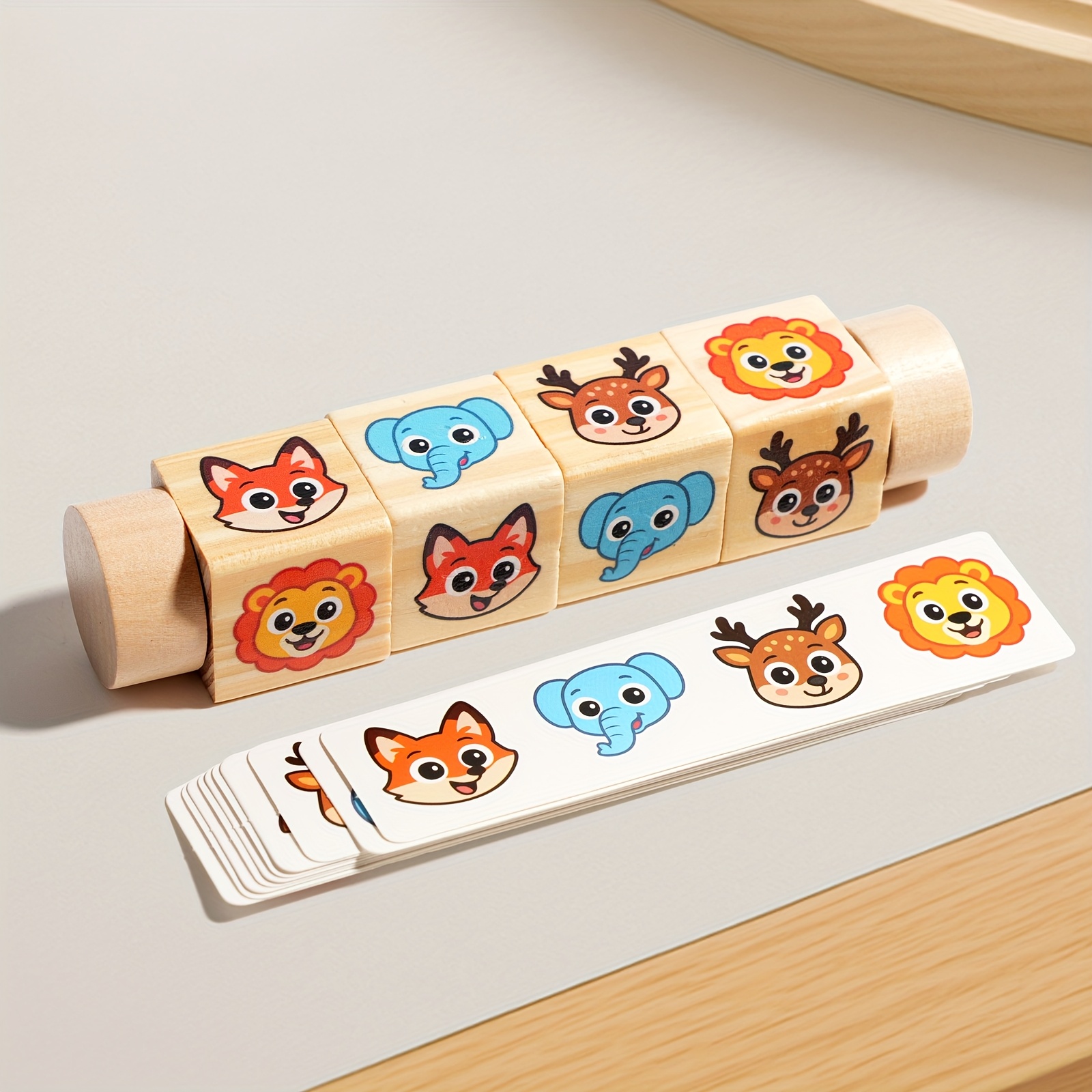 Rotating Block Puzzle | Suitable For Toddlers, Enhances Hand-eye Coordination, Natural Wood Construction, Perfect Birthday Gift For Boys And Girls, Vivid Animal Designs, Mixed Colors
