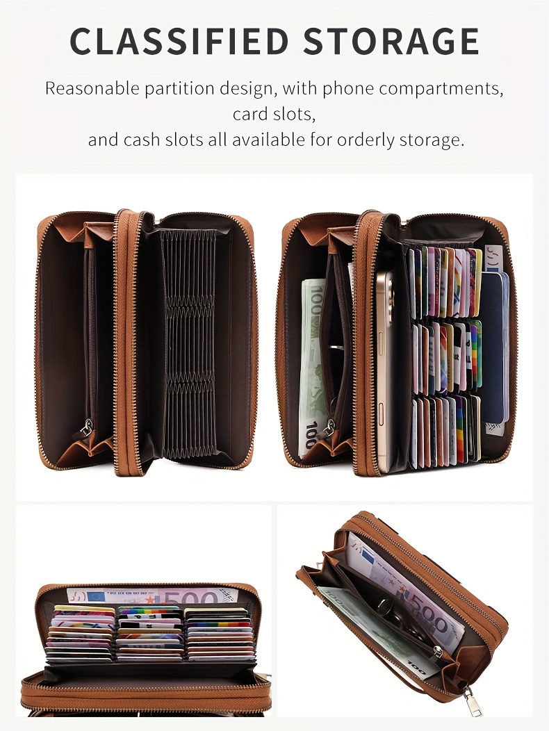 Women'S Retro Leopard Print Large Capacity Wallet with RFID Blocking, Golden-Tone Hardware & Zipper Closure - Multi-Compartment Design with Card Slots