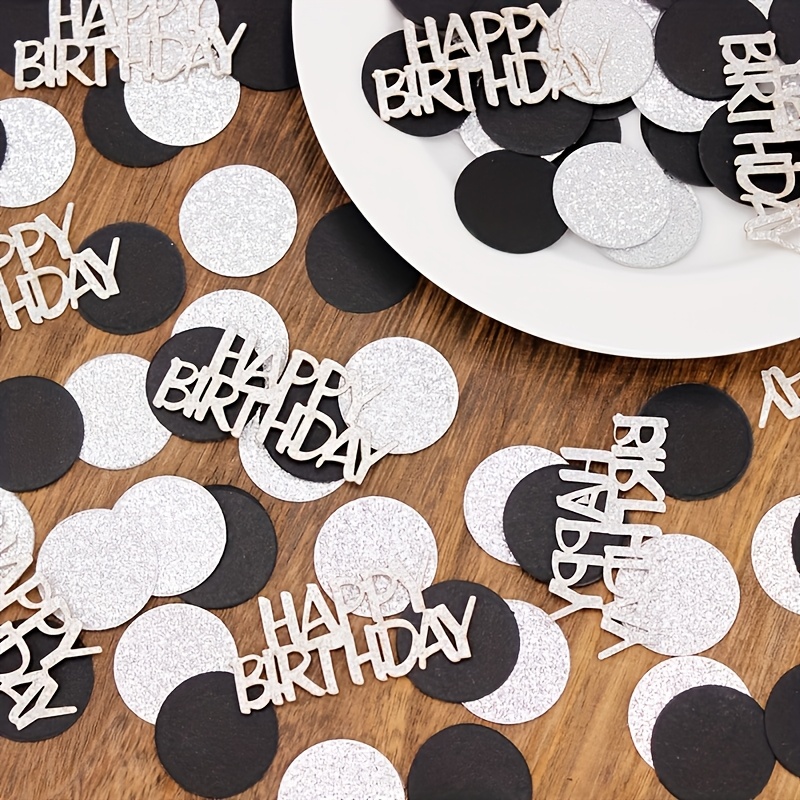 Image of 90pcs Happy Birthday Colorful Paper Confetti Shimmering Silvery And Colorful Paper Confetti For Birthday Party Table Single Party Wedding Shower Decorations, For Christmas, Halloween