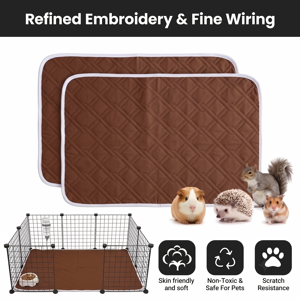 TEMU 2pcs Reusable Pet Cage Mats 19.6 X 27.6 Inches (49.9 X 70.1 Cm) - And Wear-resistant, Machine Washable, Brown Quilted Polyester Pet Pads For